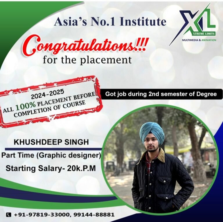 🎓 Congratulations Khushdeep Singh – Hired as a Graphic Designer in 2nd Semester!